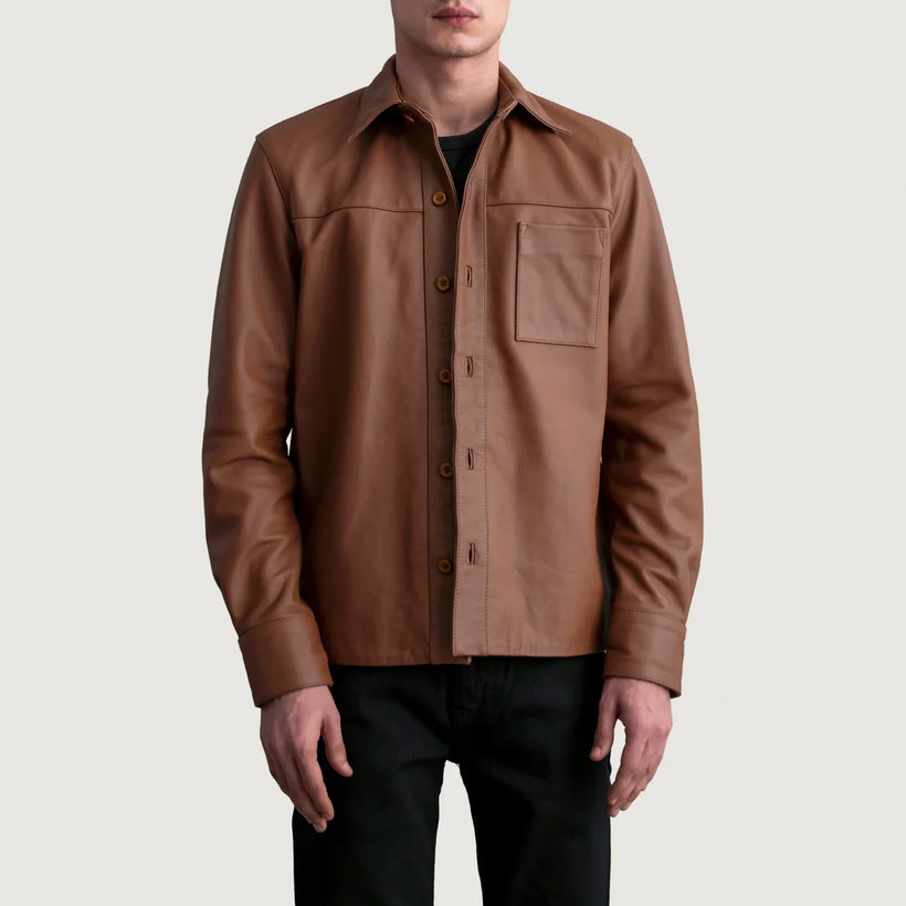Scout Matte Brun Leather Shirt til Mænd