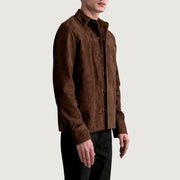 Brown Goatskin suede Jacket - Back View Showing Tailored Shoulder Fit &amp; Clean Hemline
