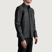 
Tumbled Black Sheepskin leather Jacket - Bagfra med tilpassede skuldre og ren kant