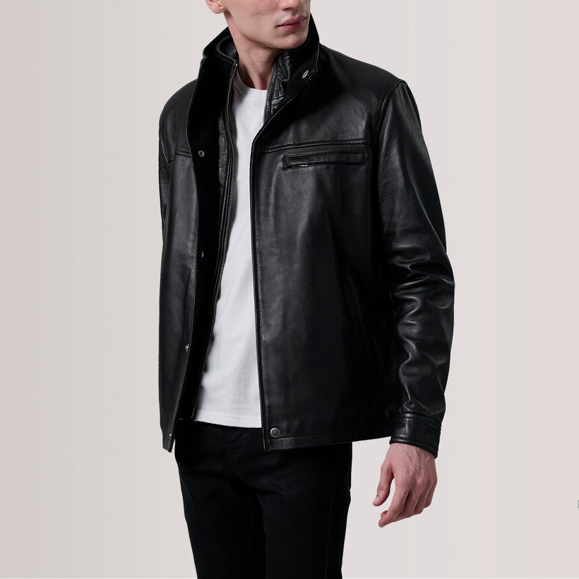 Sean Sort Leather Classic Læderjakke til Mænd