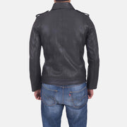 Sergeant Sort Læderjakke til Mænd - Lateral Side Profile View Showing Sleeve Cut &amp; Athletic Taper Fit