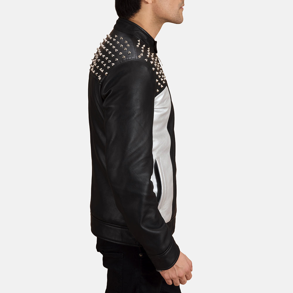 
Black Sheepskin Leather Biker Jacket - Bagfra med tilpassede skuldre og ren kant
