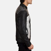 
Black Sheepskin Leather Biker Jacket - Bagfra med tilpassede skuldre og ren kant