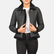 
Sherilyn B-3 Distressed Black Leather Bomber Jacket in Distressed Black Sheepskin Snuffed - Forfra med skræddersyet silhuet | Køb online