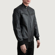 Dark Brown Goatskin Suede Bomber Jacket - Back View Showing Tailored Shoulder Fit &amp; Clean Hemline