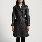 
Sweet Susan Sort Trenchcoat i Læder til Damer in Black Sheepskin Leather - Forfra med skræddersyet silhuet | Køb online