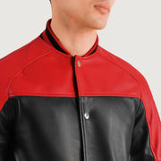 Terrance Sort Varsity Læderjakke til Mænd – alternate product view 3