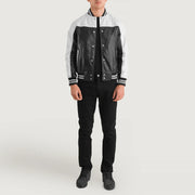 Terrance Sort Varsity Læderjakke til Mænd – alternate product view 3