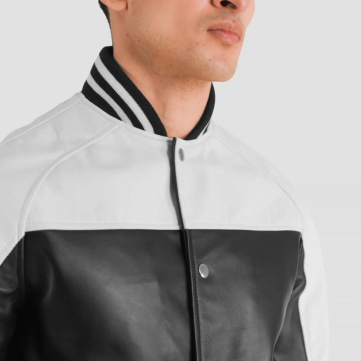 Terrance Sort Varsity Læderjakke til Mænd – alternate product view 6