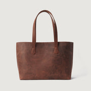 
The Bianca Vintage Distressed Brown Leather Tote Bag For Women - Struktureret sideprofil med rummelighed