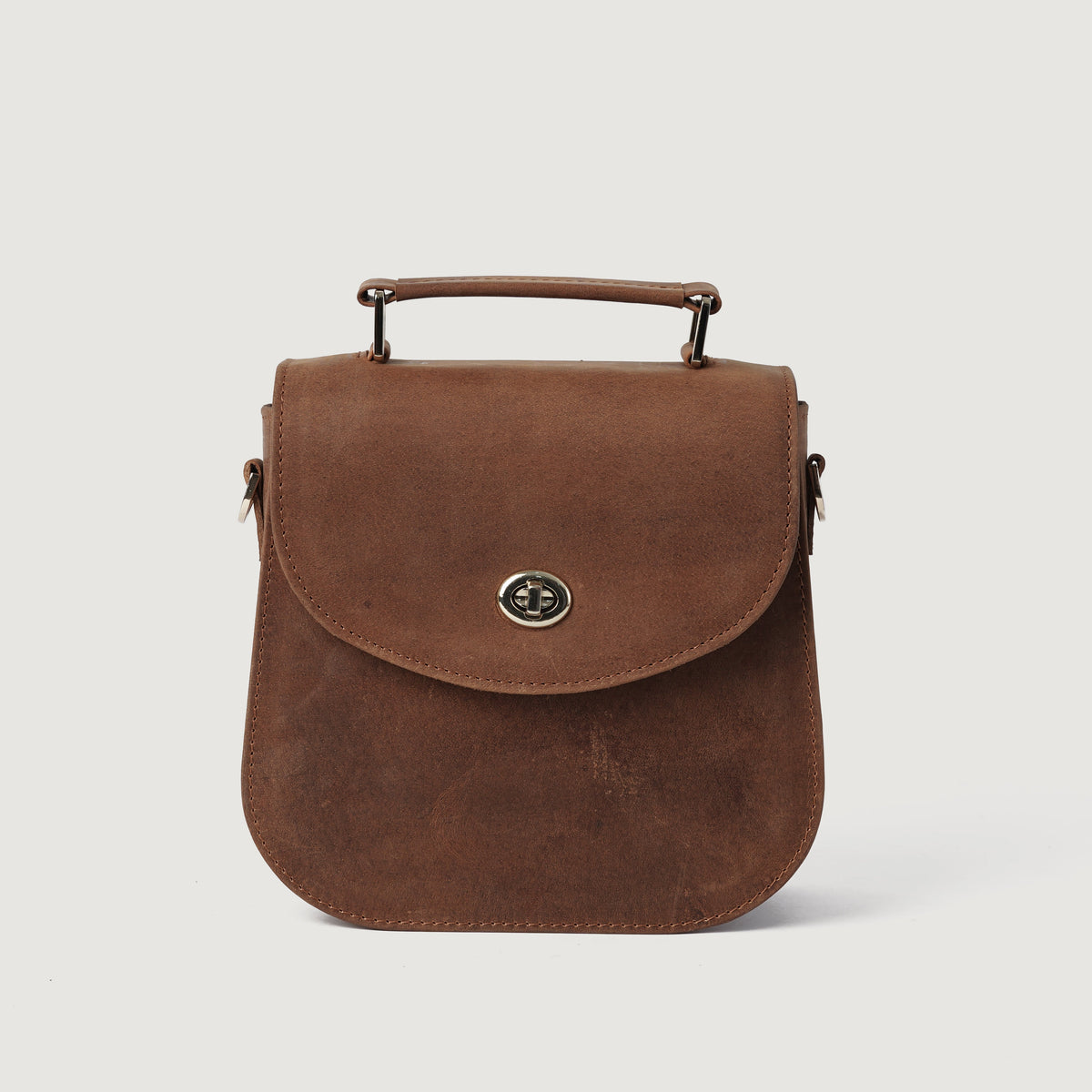 
The Sandra Vintage Lysebrun Leather Saddle Bag For Women - Struktureret sideprofil med rummelighed