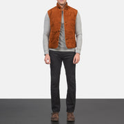 Men's Tony Brun Suede Vest til Mænd - Lateral Side Profile View Showing Sleeve Cut &amp; Athletic Taper Fit