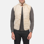 
Tony Off-White Suede Vest til Mænd til Mænd in Off-White Goatskin Suede - Forfra med skræddersyet silhuet | Køb online