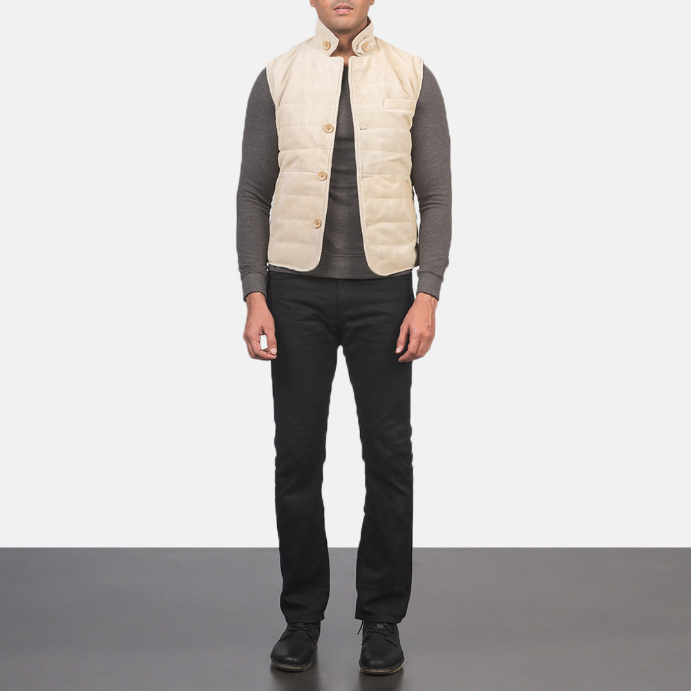 
Tony Off-White Suede Vest til Mænd til Mænd - Sideprofil med ergonomisk ærmesnit