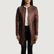 
Trudy Lane Quiltet Kastanjebrun Læderfrakke til Damer in Maroon Sheepskin Leather - Forfra med skræddersyet silhuet | Køb online