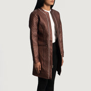 
Maroon Sheepskin leather Coat - Bagfra med tilpassede skuldre og ren kant