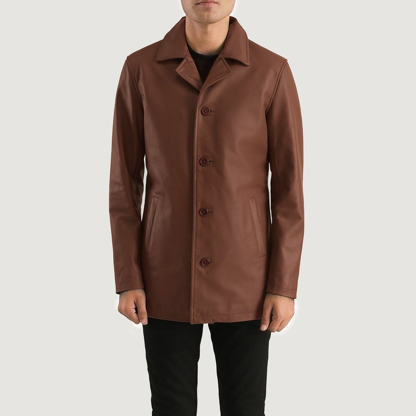 Urban Slate Brun Leather Coat til Mænd