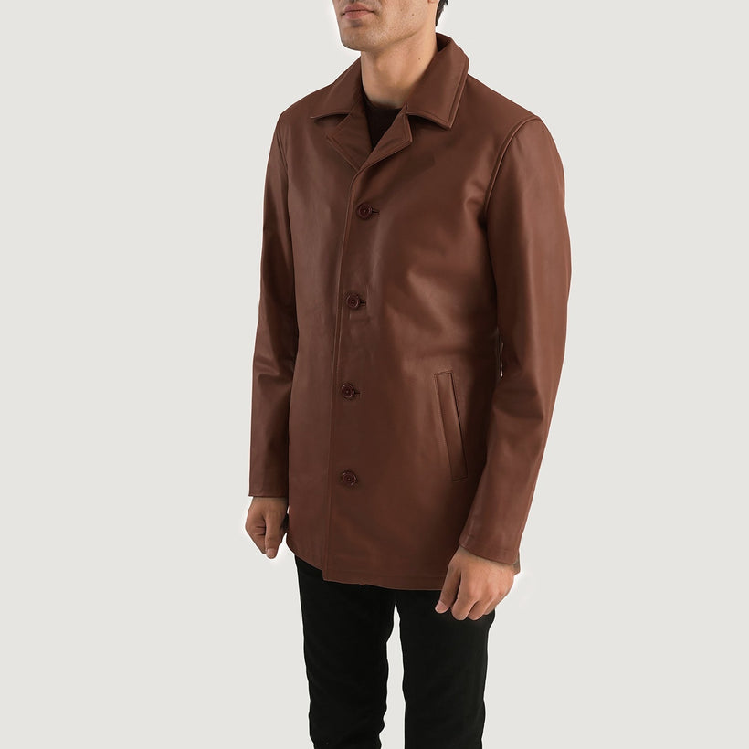 Urban Slate Brun Leather Coat til Mænd