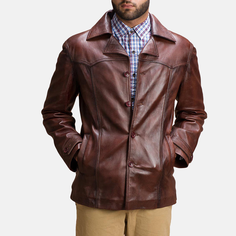 Vincent Alley Brun Læderjakke til Mænd