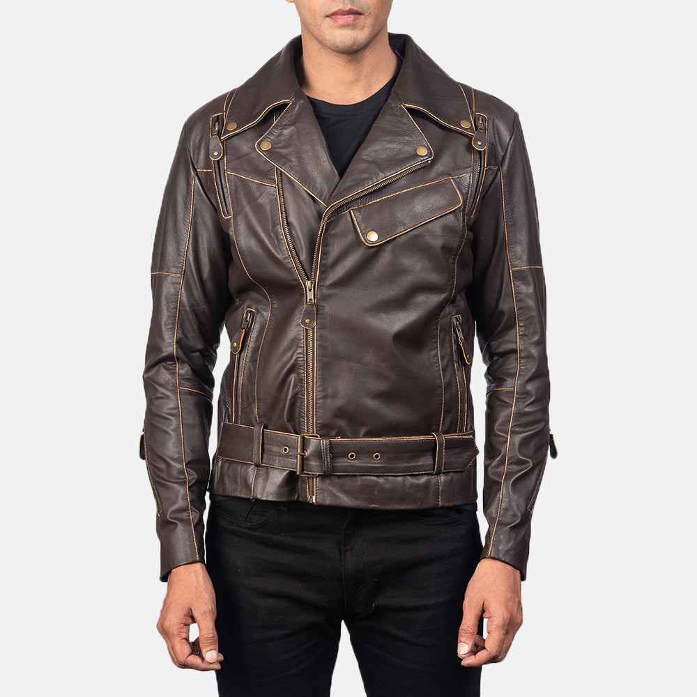 Vincent Sort Læder Bikerjakke til Mænd – alternate product view 3