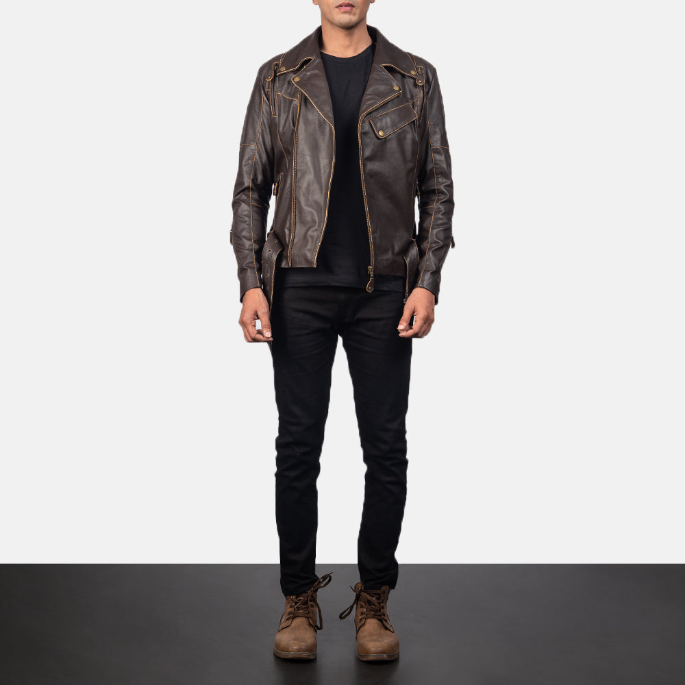 Vincent Sort Læder Bikerjakke til Mænd – alternate product view 4