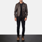 Vincent Sort Læder Bikerjakke til Mænd – alternate product view 4