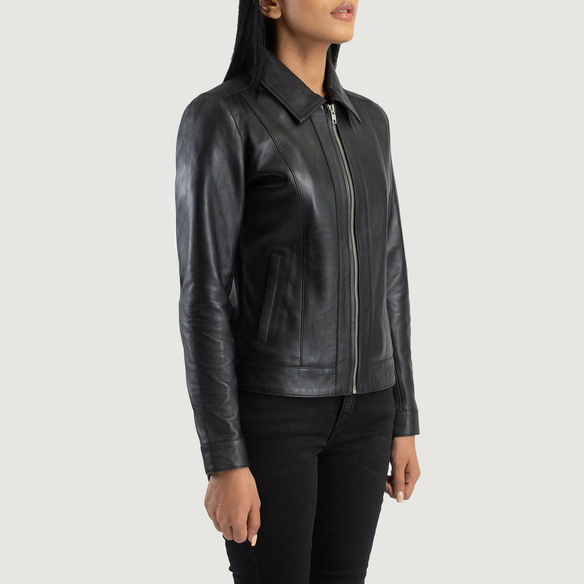 Vixen Classic Collar Læderjakke til Kvinder – alternate product view 2