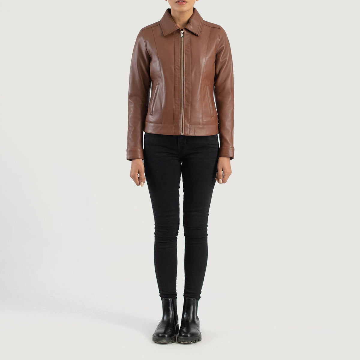 Vixen Classic Collar Læderjakke til Kvinder – alternate product view 3
