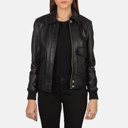 
Westa A-2 Black Leather Bomber Jacket in Black Sheepskin Leather - Forfra med skræddersyet silhuet | Køb online