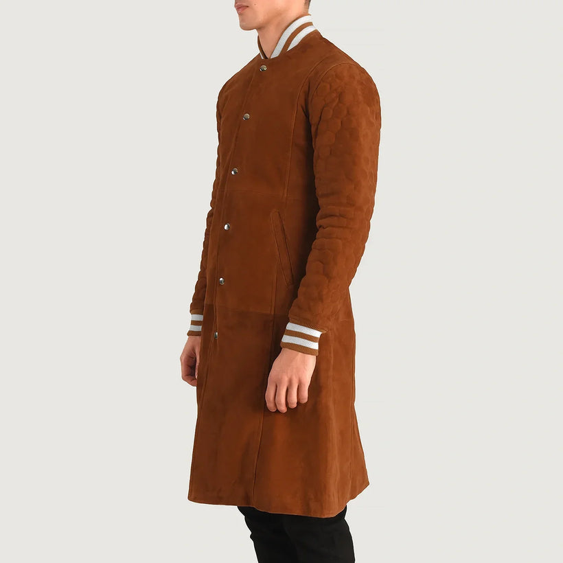 Wilde Brun Suede Varsity Coat til Mænd