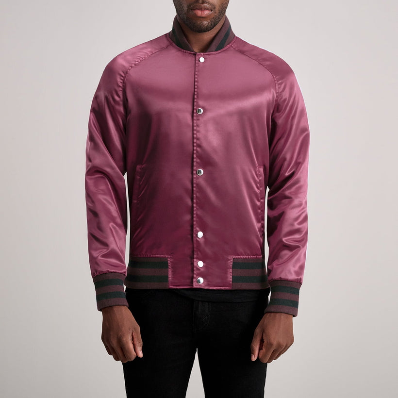 Xander Maroon Varsity Læderjakke til Mænd